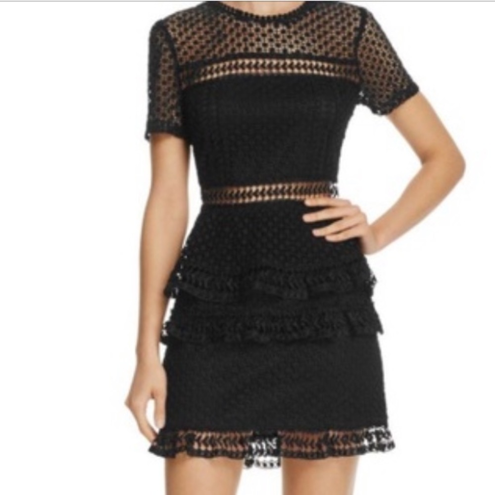 Black aqua lace tiered dress, size s, worn once!